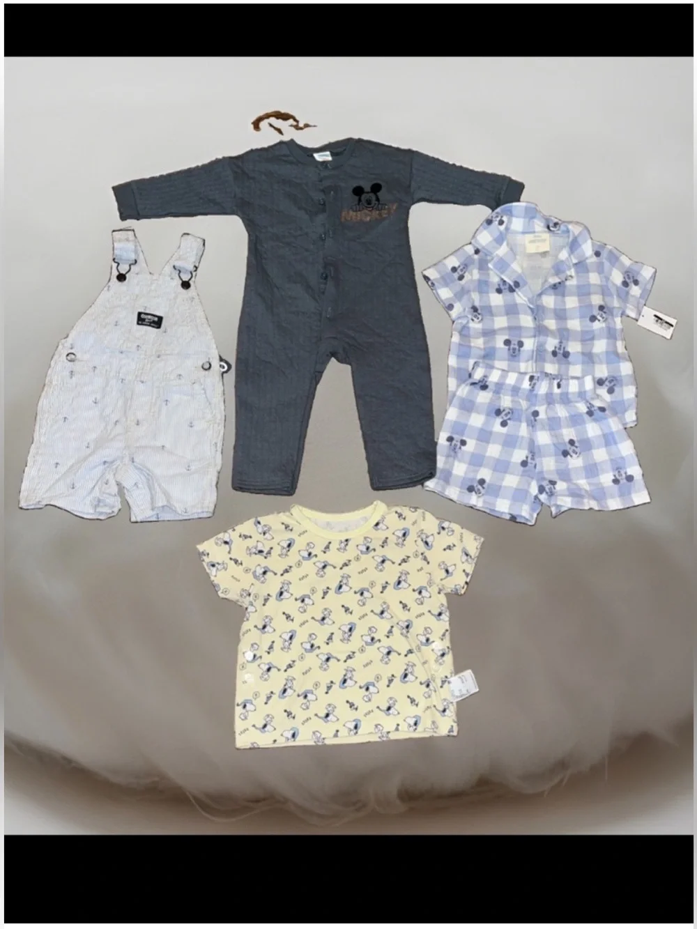 6-Items 18m Bundle Mickey Mouse Thermal Outfit & A2pc Button Up W/Shorts